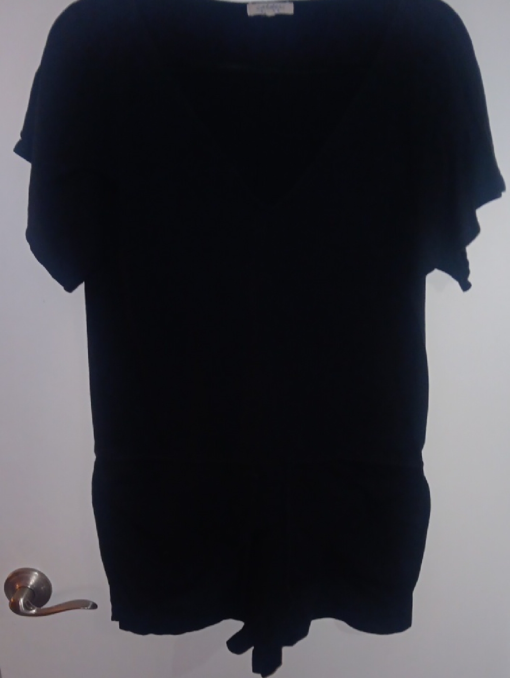 Black V-Neck Short Sleeve Jumpsuit